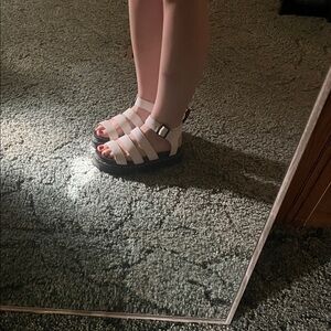 Dr. Martens White Platform Sandals